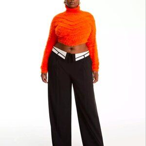 hanifa | kleo trousers | size: us 3xl | black | pleated pants | paper bag